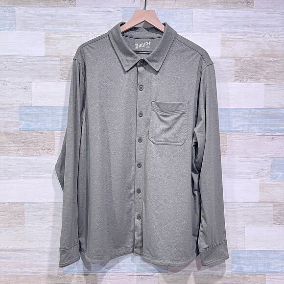 DULUTH Trading Co Long Sleeve Performance Button Down Shirt Green Mens Large - Picture 1 of 6